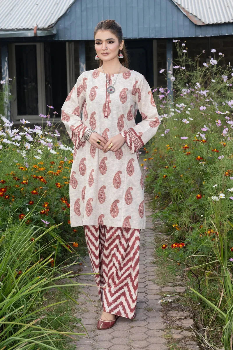 2PC Printed stitched Khaddar Shirt & Trouser KKH-3623 -  - KHAS STORES US -