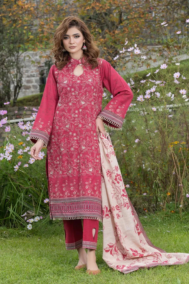 3PC Embroidered stitched Khaddar Suit KKHE-3582 - Embroidered - KHAS STORES US -