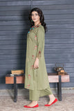 2PC Stitched Embroidered Bana Dora Linen Shirt and Trouser KLE-RTW-3626 KHAS STORES US 