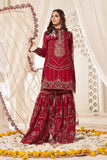 3PC Embroidered Luxury Gharara Suit KNAC-2248 KHAS STORES US S Maroon 