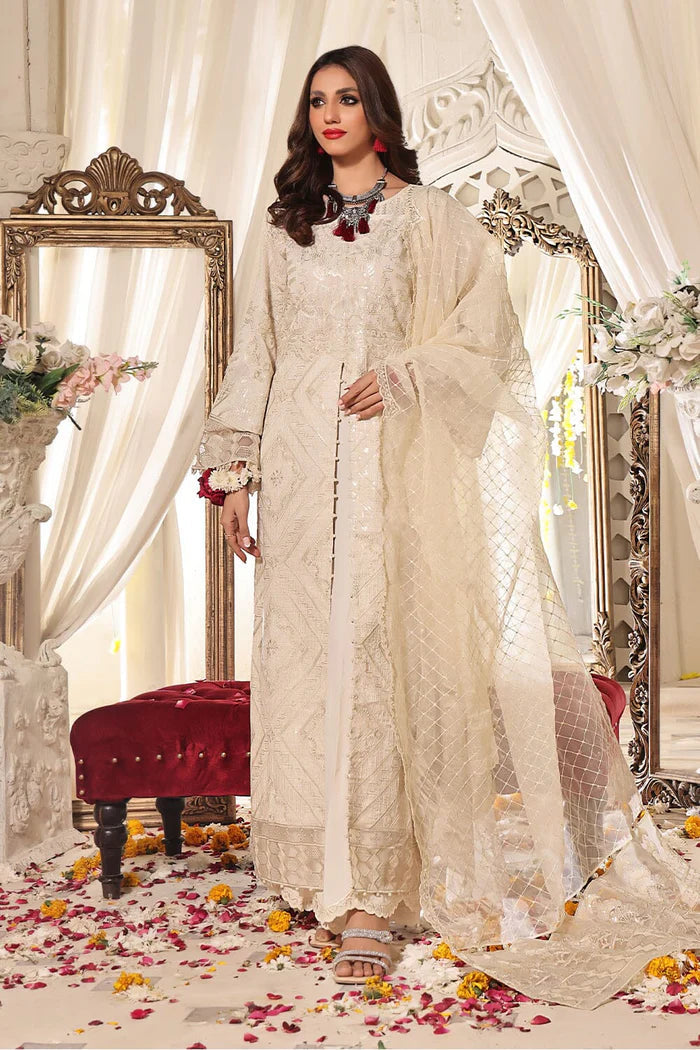 3PC Embroidered Luxury Suit KNAC-2242 KHAS STORES US XS Cream 