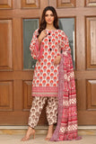 3PC Printed Lawn Suit KLA-2382 Embroidered KHAS STORES S Beige 