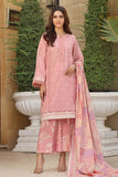 3PC Printed Lawn Suit KLA-2384 Embroidered KHAS STORES S Tea Pink 