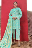 3PC Printed Lawn Suit KLA-2389 Embroidered KHAS STORES S Turquoise Blue 