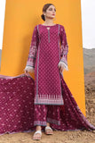 3PC Printed Lawn Suit KLA-2393 Embroidered KHAS STORES S Bright Maroon 