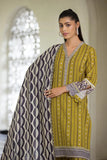 3PC Stitched Printed Linen Suit A-10 Embroidered KHAS STORES 