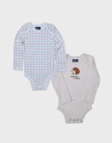 Baby Romper (Pack of 2)- Hear Print & Grey KHAS STORES US 