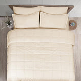 Comforter 3pcs Set - All Season Reversible Comforter with 1 Pillow Shams, Soft Breathable Microfiber Bedding Set, All Season Lightweight Comforter Beige - Polycotton - KHAS STORES US - Comforter 3pcs Set - All Season Reversible Comforter with 1 Pillow Shams, Soft Breathable Microfiber Bedding Set, All Season Lightweight Comforter Beige 