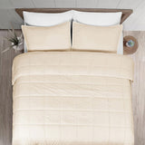 Comforter 3pcs Set - All Season Reversible Comforter with 1 Pillow Shams, Soft Breathable Microfiber Bedding Set, All Season Lightweight Comforter Beige - Polycotton - KHAS STORES US - Comforter 3pcs Set - All Season Reversible Comforter with 1 Pillow Shams, Soft Breathable Microfiber Bedding Set, All Season Lightweight Comforter Beige 