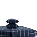 Sleepdown 100% Cotton 160 GSM Flannel Sheet Set - Navy Checks - Flannel Sheet Set - KHAS STORES US - Sleepdown 100% Cotton 160 GSM Flannel Sheet Set - Navy Checks 