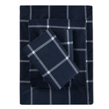 Sleepdown 100% Cotton 160 GSM Flannel Sheet Set - Navy Checks - Flannel Sheet Set - KHAS STORES US - Sleepdown 100% Cotton 160 GSM Flannel Sheet Set - Navy Checks 