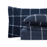 Sleepdown 100% Cotton 160 GSM Flannel Sheet Set - Navy Checks - Flannel Sheet Set - KHAS STORES US - Sleepdown 100% Cotton 160 GSM Flannel Sheet Set - Navy Checks 