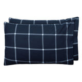 Sleepdown 100% Cotton 160 GSM Flannel Sheet Set - Navy Checks - Flannel Sheet Set - KHAS STORES US - Sleepdown 100% Cotton 160 GSM Flannel Sheet Set - Navy Checks 