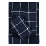 Sleepdown 100% Cotton 160 GSM Flannel Sheet Set - Navy Checks - Flannel Sheet Set - KHAS STORES US - Sleepdown 100% Cotton 160 GSM Flannel Sheet Set - Navy Checks 