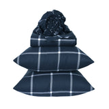 Sleepdown 100% Cotton 160 GSM Flannel Sheet Set - Navy Checks - Flannel Sheet Set - KHAS STORES US - Sleepdown 100% Cotton 160 GSM Flannel Sheet Set - Navy Checks 