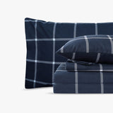 Sleepdown 100% Cotton 160 GSM Flannel Sheet Set - Navy Checks - Flannel Sheet Set - KHAS STORES US - Sleepdown 100% Cotton 160 GSM Flannel Sheet Set - Navy Checks 
