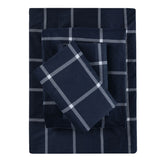 Sleepdown 100% Cotton 160 GSM Flannel Sheet Set - Navy Checks - Flannel Sheet Set - KHAS STORES US - Sleepdown 100% Cotton 160 GSM Flannel Sheet Set - Navy Checks 