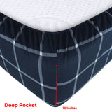 Sleepdown 100% Cotton 160 GSM Flannel Sheet Set - Navy Checks - Flannel Sheet Set - KHAS STORES US - Sleepdown 100% Cotton 160 GSM Flannel Sheet Set - Navy Checks 