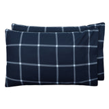 Sleepdown 100% Cotton 160 GSM Flannel Sheet Set - Navy Checks - Flannel Sheet Set - KHAS STORES US - Sleepdown 100% Cotton 160 GSM Flannel Sheet Set - Navy Checks 