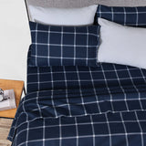 Sleepdown 100% Cotton 160 GSM Flannel Sheet Set - Navy Checks - Flannel Sheet Set - KHAS STORES US - Sleepdown 100% Cotton 160 GSM Flannel Sheet Set - Navy Checks 
