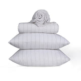 Sleepdown 100% Cotton Flannel Sheets Grey Pin Stripe - Flannel Sheet Set - KHAS STORES US - Sleepdown 100% Cotton Flannel Sheets Grey Pin Stripe 