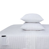 Sleepdown 100% Cotton Flannel Sheets Grey Pin Stripe - Flannel Sheet Set - KHAS STORES US - Sleepdown 100% Cotton Flannel Sheets Grey Pin Stripe 