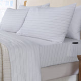 Sleepdown 100% Cotton Flannel Sheets Grey Pin Stripe - Flannel Sheet Set - KHAS STORES US - Sleepdown 100% Cotton Flannel Sheets Grey Pin Stripe 