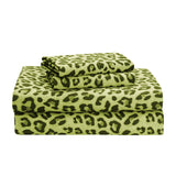 Sleepdown 4 Piece 100% Cotton Sheet Set  Leopard Lime - Polycotton - KHAS STORES US - Sleepdown 4 Piece 100% Cotton Sheet Set  Leopard Lime 