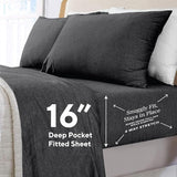 Sleepdown 4 Piece Jersey Sheet Set - Charcoal KHAS STORES US 