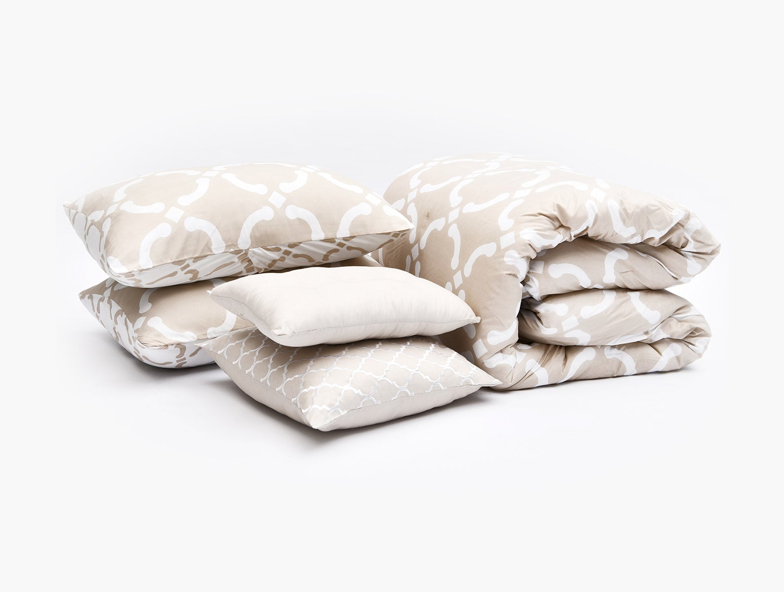 100% Microfiber Comforter Set 5-Pcs - Geo Ivory - Polyester