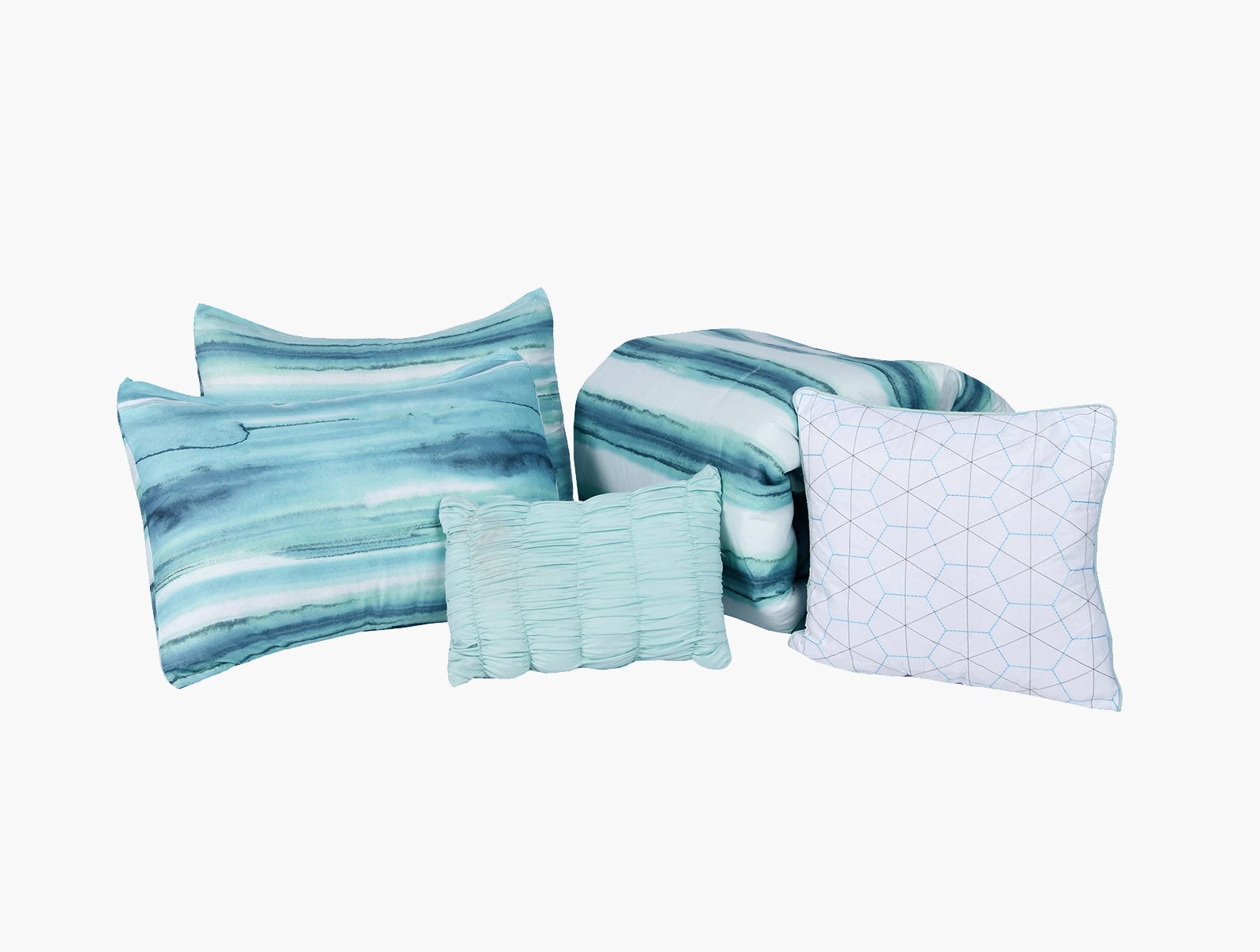 100% Microfiber Comforter Set 5-Pcs - Washy Stripes - Polyester