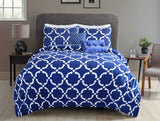 100% Microfiber Comforter Set 5-Pcs - Geo Navy - Polyester