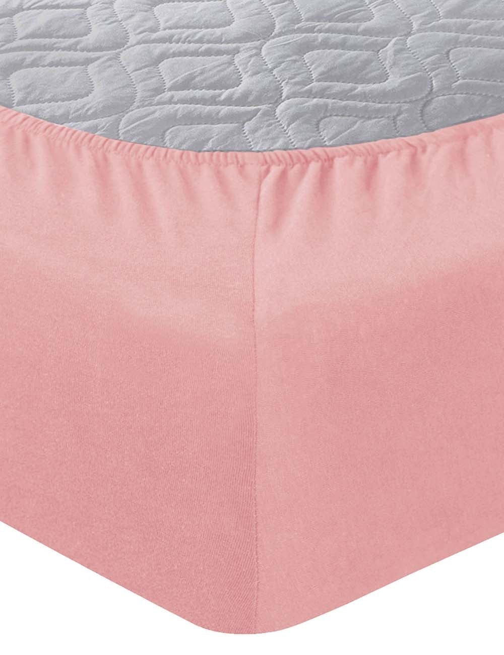 The Company Store Company Cotton Jersey Knit Waterproof Pink Cotton Queen Fitted Sheet