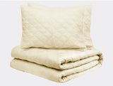Cotton Solid Quilt Set - 3 Pcs - Wheat - 100% Cotton Quilt Set