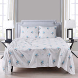 Double Brushed Flannel Sheet Set -Blue Floral Flannel Sheet Set EnvioHome Blue Floral Twin 