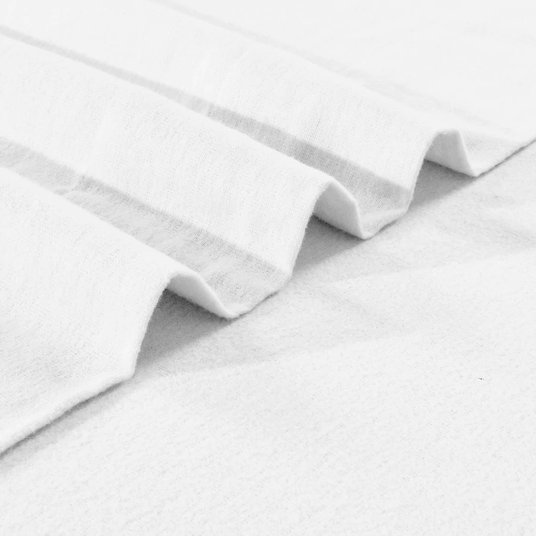 Double Brushed Flannel Sheet Set -White Flannel Sheet Set EnvioHome 