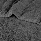 Teddy Fleece Comforter Set - Charcoal Polyester EnvioHome 