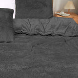 Teddy Fleece Comforter Set - Charcoal Polyester EnvioHome 